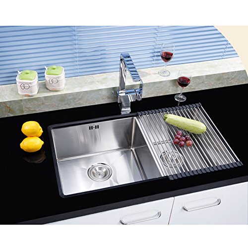 Angelbubbles Beim Rack Dish Edelstahl Roll-Up Abnehmbare über der spüle Einfache reinigung (L/19.68″ x 12.79″, Schwarz) - 7