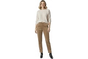 INSAFIANS Women's Corduroy Trousers Half Elasticated Waist Straight Leg Comfy Pants with Pockets UK 8-20
