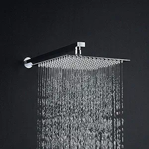 GENERIC 4X4(4inch) UltraSlim Stailness Steel Heavy Rain Shower Head with 12inch Arm (Silver, Chrome Finish) (Stainless Steel)