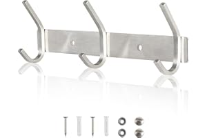 Qiannhee 3 Ganci Appendiabiti a Parete 30CM Fino a 30KG Appendini da Muro in Acciaio Ganci Appendiabiti da Muro Resistente Spesso Durevole Argento Ganci per Porte Bagno Cappelli Giacche Cappotti
