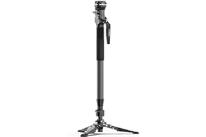 COMAN One-Click Lifting Monopod with Feet, 65'' Carbon Fiber Camera Monopod with 360° Ball Bowl Head, Lightweight Tripod with Arca Quick Release for Sony Canon Nikon, DSLR, Max Load 22lbs/10kg (M1S)