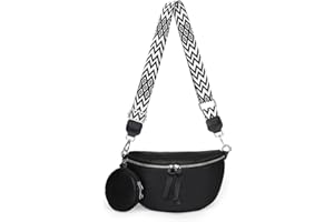 MXDHOKY Borsa Messenger Da Donna Con Cintura Larga, Marsupio Vintage Largo Da Donna, Marsupio Da Donna In Pelle Vintage, Adatto Per Escursioni, Esercizio Fisico (Nero)