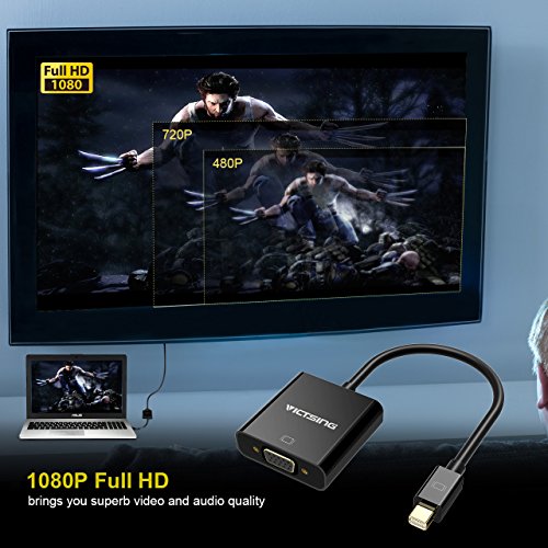 VicTsing Mini DisplayPort DP auf VGA Adapter Kabel Konverter für Apple MacBook, MacBook Air, MacBook Pro, iMac, Mac mini, Microsoft Surface Pro/ Pro 2/ Pro 3, Lenovol Thinkpad X1/ Carbon/ Touch/ Helix-Schwarz - 3