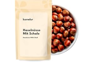 Kamelur Avellanas con cáscara de Italia, granos de avellana de alta calidad enteros y sin cáscara, en envase biodegradable, 1kg