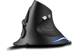 TKMARS Mouse da gioco cablato, mouse ergonomico ottico verticale 6 tasti 4 DPI regolabile 7 colori con cuscinetto da polso rimovibile contro mouse gomito tennis per PC/Laptop