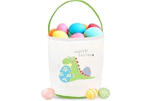 Acevegue Cesta de Pascua, Dino Cesta para Huevos de Pascua Decoracion Pascua, Cesta de Pascua con Asa Regalo Pascua Niños Adornos Monas de Pascua