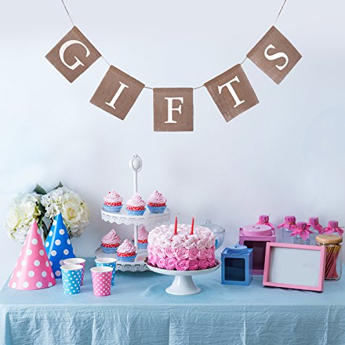 eBoot Gifts Banner Gifts Bunting Sackleinen Geschenke Zeichen für Hochzeit Party Baby Dusche Bridal Dusche Engagement Bachelorette Ruhestand Geburtstag Party Angebot - 6