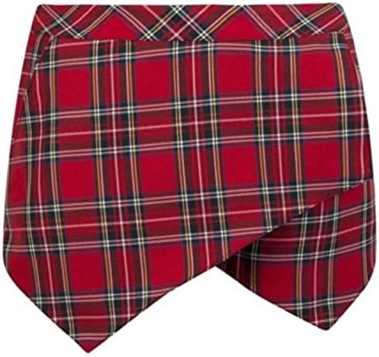 Women's Tartan Wrap Mini Skort Skirt Skorts Irregular Zip Ladies Short Culottes. UK 6-16