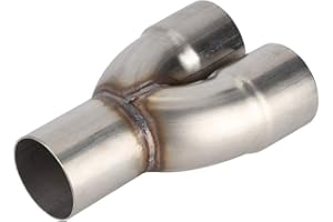 Gorgeri Edelstahl-Doppelrohr, Universal Edelstahl Auspuff Y Rohradapter 2,5-Zoll AD- Einlass auf 2,5-Zoll-ID-Doppelrohr