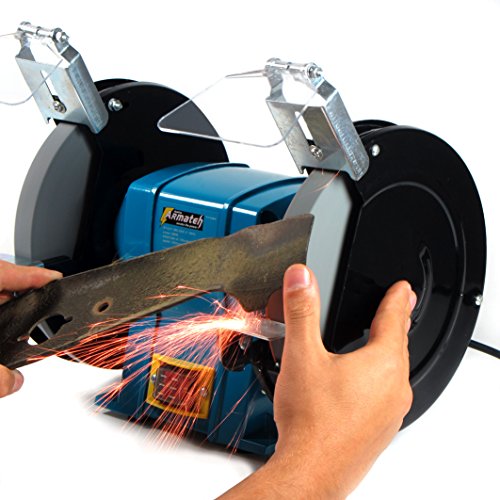 680 Watt Schleifbock 9,5kg Doppelschleifbock Schleifmaschine Doppel Schleifer, 2950U/min, Gehäuse komplett aus Metall, Steckdosenbetrieb - 8