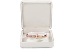 Oirlv Pulsera de piel sintética blanca con caja de regalo para joyas, caja pequeña para relojes