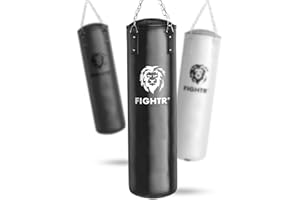 FIGHTR Premium Punching Bag - high Impact Comfort & Very Robust | unfilled Punching Bag Hanging 120x35cm incl. Heavy Chain for Boxing, Martial Arts, MMA (unfilled)…
