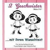 NEU Aufkleber-Sticker ***GESCHWISTER/Zwillinge - 2 Schwestern mit Wunschtext *** Motiv 5-5 (Größen.- Schrift.- und Farbauswahl) für Auto, Kinderzimmer - Wände,Türen, Autoscheiben/Lack uvm