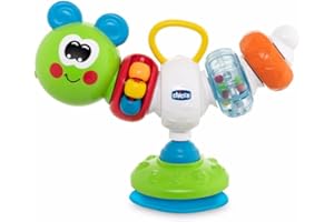 Chicco Grzechotka Elektroniczna z Przyssawką do Wysokiego Krzesełka, z Dźwiękami, Melodiami i Ćwiczeniami Ręcznymi, Baterie w Zestawie, Wielobarwny, 6-36 m
