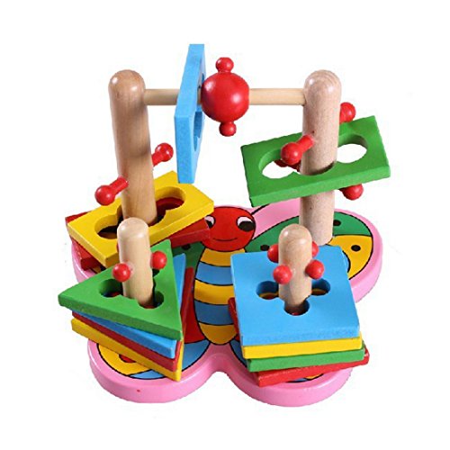 Happy Cherry Colourful Geometric Shape Sorter Matching Wooden Intellegence Development Early Learning Toys for Baby Kids Toddler