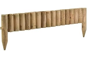 FAHAAM 1M Log Roll Border Wooden Fixed Picket Log Border Fence Edge Garden Outdoor Lawn Edging