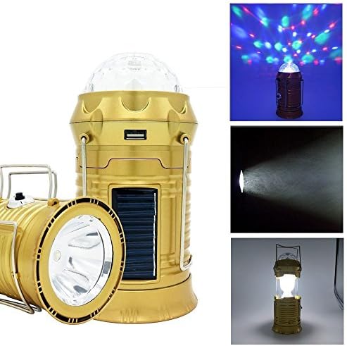 RebirthTree USB Solar Camping Lantern Party Light, Outdoor Rechargeable Portable Collapsible Flashlight Light Colorful LED Light for Fishing Hiking Hurricanes Birthday Party Wedding