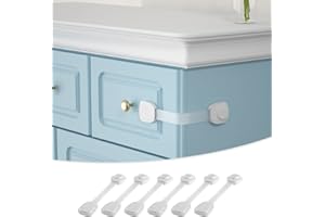 SAFELON 6 Pcs Baby Safety Cupboard & Cabinet Locks, Childproof Strap Locks, Baby Security Multi-Function Lock for Drawers, Fridges, Toilets, Cupboards, Cabinets (Clear White)