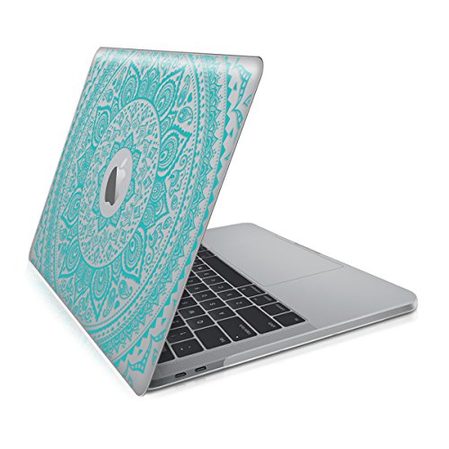 kwmobile Crystal Hülle für Apple MacBook Pro 13" (ab 2016) Touchbar Hard Case - dünne durchsichtige transparente Schutzhülle Cover Tasche Indische Sonne Design Mintgrün Transparent