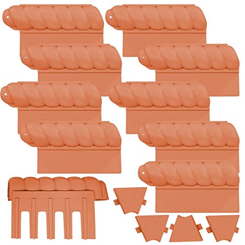Befahrbare Rasenkante 2,2 m 14-teiliges Set witterungsbeständige Beeteinfassung mit senkrechten Einsteckkanten Beetumrandung, Farbe:terrakotta - 2