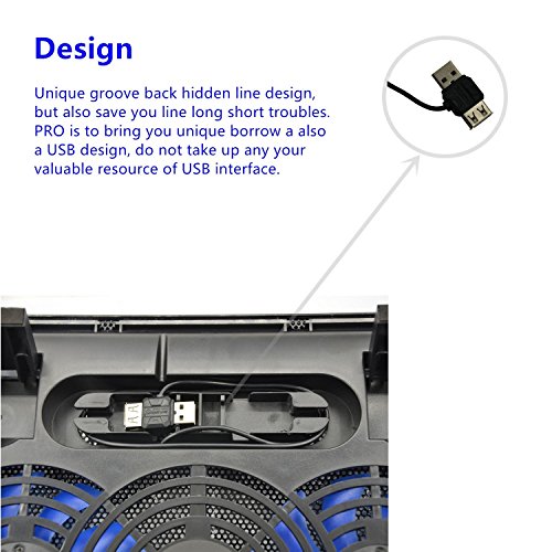 Notebook Kühler, Ultra dünn Super leise 2 Lüfter Laptop Notebook Computer Fan Bodenplatte Notebook Cooling Boden Pad, Schwarz - 5
