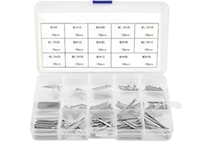 AUSLA Zawleczki ze stali nierdzewnej, 150 sztuk 15 typ¨®w zawleczek ze stali nierdzewnej 304 Zestaw M1 - M3
