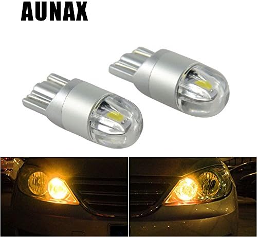 [ AUNAX ] Car LED Light Bulbs T10 W5W 194 168 3030 2SMD Canbus Error Free for Side marker Indicator License plate Light (2pcs, Orange)