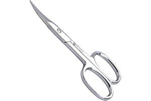 BORO TRADE Nail Scissors Curved Cuticle Sharp Multipurpose Beauty & Grooming Shears for Eyebrows, Eyelashes, Toenails, Manicure, Pedicure, Nose, Trimming Cuticles Women & Men (Silver)