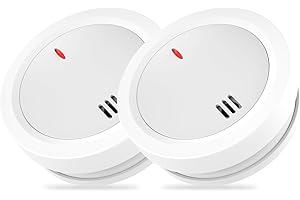ISAFENEST Smoke Alarms Fire Alarm Detector with Led Indicator and Silent Test Button with 10-year Service Life/ 1-year replaceable Battery Operated Photoelectric Smoke Alarms for Home (2 PACK)