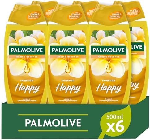 Palmolive Bagnoschiuma Aroma Essence Forever Happy 6x500ml I Con tecnologia di profumazione per migliorare l'umore I 95% di ingredienti di origine naturale* I Vegano I Bottiglia riciclabile
