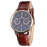 cookdate Armbanduhren männer Herrenuhr mit Datum Funktion Armbanduhr Herren Mode Männer Lederband Uhren Sport Analoge Quarz-Armbanduhr F Armbanduhr Uhren Herrenuhr Herrenarmbanduh Braun