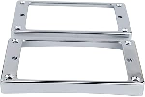 Guyker Curved Bottom Metal Humbucker Pickup Mounting Ring Set - Bridge and Neck Pickups Cover Frame Replacement Compatible with Les Paul LP Style Electric Guitar or Precision Bass(2PCS, Chrome)