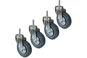 BYUP WQSQ 4 Swivel Casters Wheels 75/100mm Heavy Duty Castor Wheel With M10/M12 Threaded Trolley Furniture Caster With Brake 270kg Load Capacity