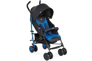 Chicco Echo Poussette Légère et Compact, Inclinable avec Arceau de Protection, Position Landau, Pliage Parapluie, Canopy Ajustable - de la Naissance à 22 Kg - Bleu
