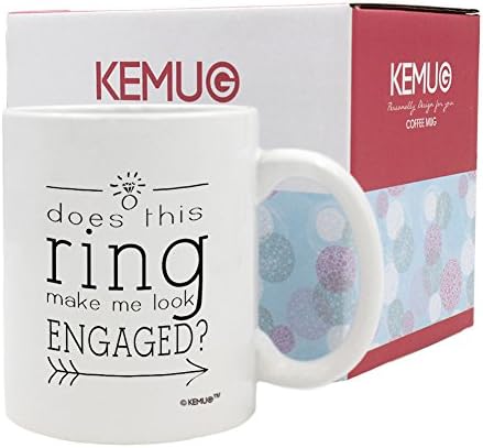 KeMug - Does This Ring Make Me Look Engaged? - Engagement Gifts For Her 11 Ounce Coffee Cups - White Gift Box