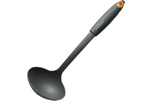 Fackelmann Soft Cazo Sopa, Cuchara Sopera de Plástico Apta para Sartenes y Ollas, Revestimiento Antiadherente, Nylon Resistente hasta 200ºC y Mango Antideslizante con Tacto Suave, 30x9.7cm, 1 Unidad