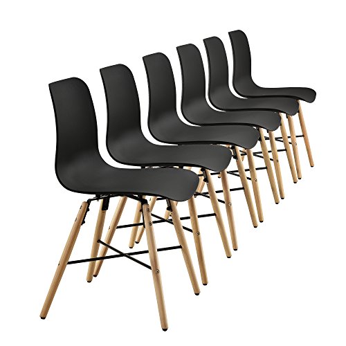 [en.casa] Set de 6 sillas de diseño - 80 x 44,5cm - negro - Juego de 