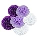 Produktbild Freedom-vp Pompom 18er 20cm/25cm Papier Blumen Pompons Seidenpapier für Geburtstag Hochzeitsfest Babyshower Party Baby-Duschen Brautduschen Wohnungdeko (Weiß Hellviolett Violett)