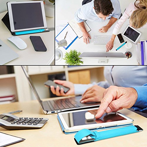 Apple Pencil hülle halter, SOCU Premium-PU Leder Bleistift Taschen Sleeve abnehmbare Beutel-Abdeckung für Apple-Bleistift für iPad Pro 9.7, 12.9 Zoll azurblau - 7