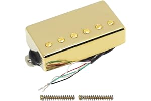 FLEOR Pastilla Humbucker para guitarra Alnico 5, pastilla de puente de 4 cables 14-15K compatible con pieza de guitarra LP, dorada