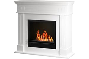 Divina Fire Camino da pavimento in legno CAMBRIDGE Bianco 110x36xH100