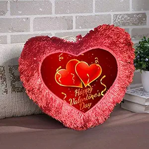 DreamVio Love Heart Shape Valentine's Day Gifts Fur Cushion,Plush Pillow for Gifting on Birthdays,Anniversaries Color - Red (Size- 15x17 inch) Shape 39