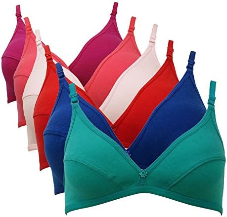 Body Tonic Assorted Colour Solid Non Padded Ladies Bra Pack of 6 - Choose Size