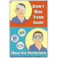 SGS02E | TeachingNest | Wear Eye Protection | English | 33x48 cm | General Safety Poster | Industrial Safety Posters | Wall Sticking [Poster] teachingnest; Industrial Safety Posters and General Safety Posters
