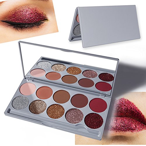 Vegane Lidschattenpalette, VALUE MAKERS® Schminkpalette Mit Schminkspiegel, 5 Glitzer und 5 Matt Lidschatten (Limited Edition) - 3
