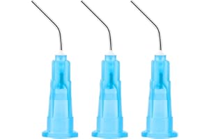 JMU 100Pcs Bent Dispensing Tips 23G Dental Pre Bent Flow Dispensing Etch Tips, Dark Blue