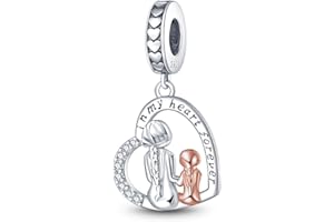 LNQOBU Zawieszka charms srebro 925 do bransoletki damskiej i naszyjników Love MOM Bead Charms dla kobiet, Srebro szterlingowe