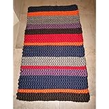 Teppich aus Schurwolle-Kammzug ca. 80x140 cm Streifen