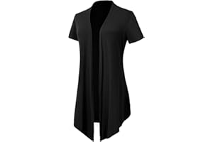 EXCHIC Femmes Manches Courtes Drapé Cardigan Léger Ouverte Devant Gilet