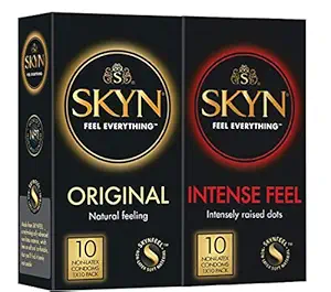 SKYN Original Non Latex Condoms Pack of 10 + Intense Feel Non Latex Condoms Pack of 10